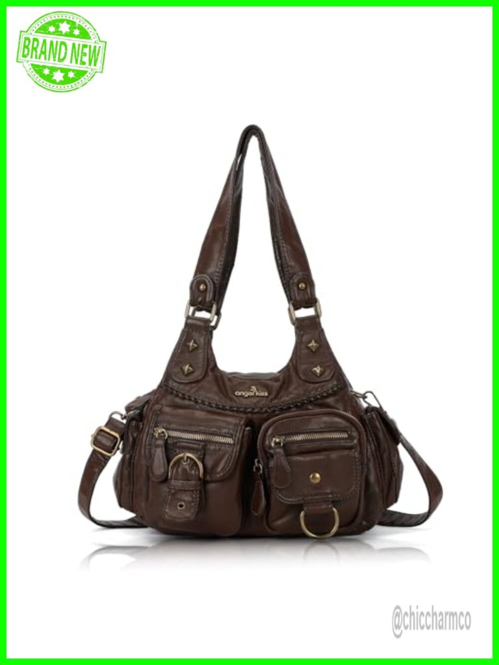 Vegan Leather Hobo Shoulder Bag Crossbody Purse with Pockets